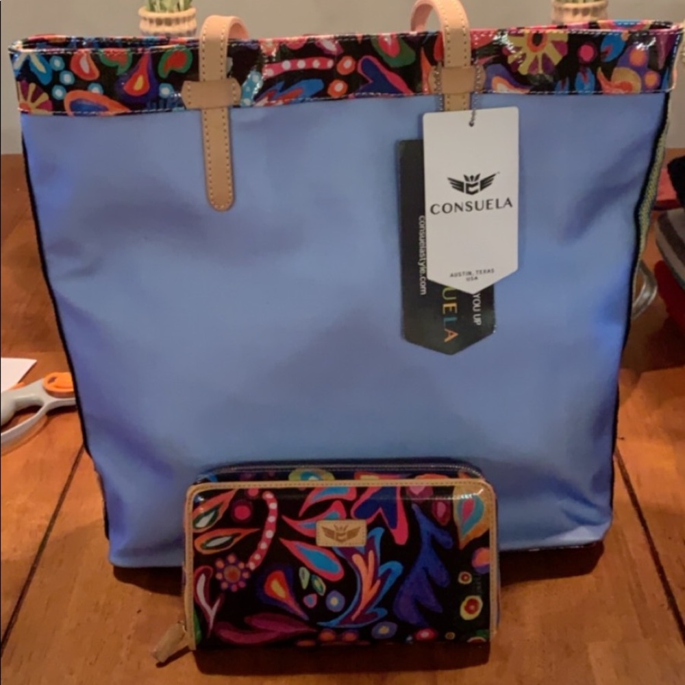 Consuela market tote with matching wallet